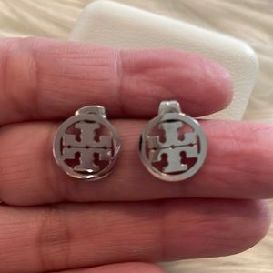 Silver Tory Burch stud earrings.